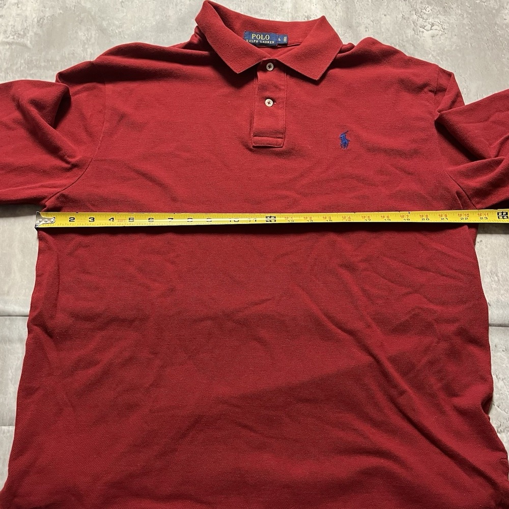 Polo Ralph Lauren Long Sleeve Red Button Polo - 100% Cotton - W/ Pony Mens Large - Picture 5 of 9